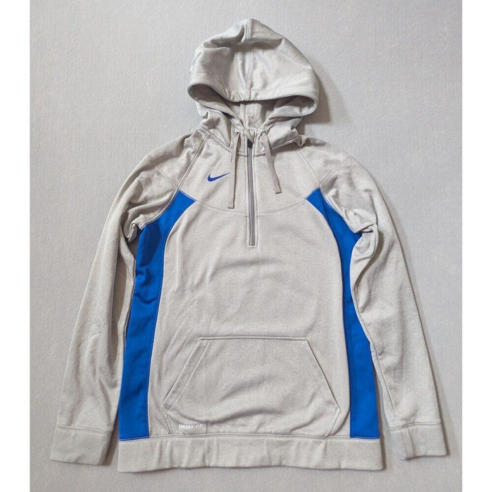 Nike Men's Therma-FIT 1/2-Zip Pullover Hoodie Gray/Blue Size L